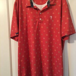 William Murray Golf Shirt Orange with a Flowered Pattern